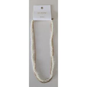 J. Crew Factory Gold and Pearl Layering Double Necklace NEW